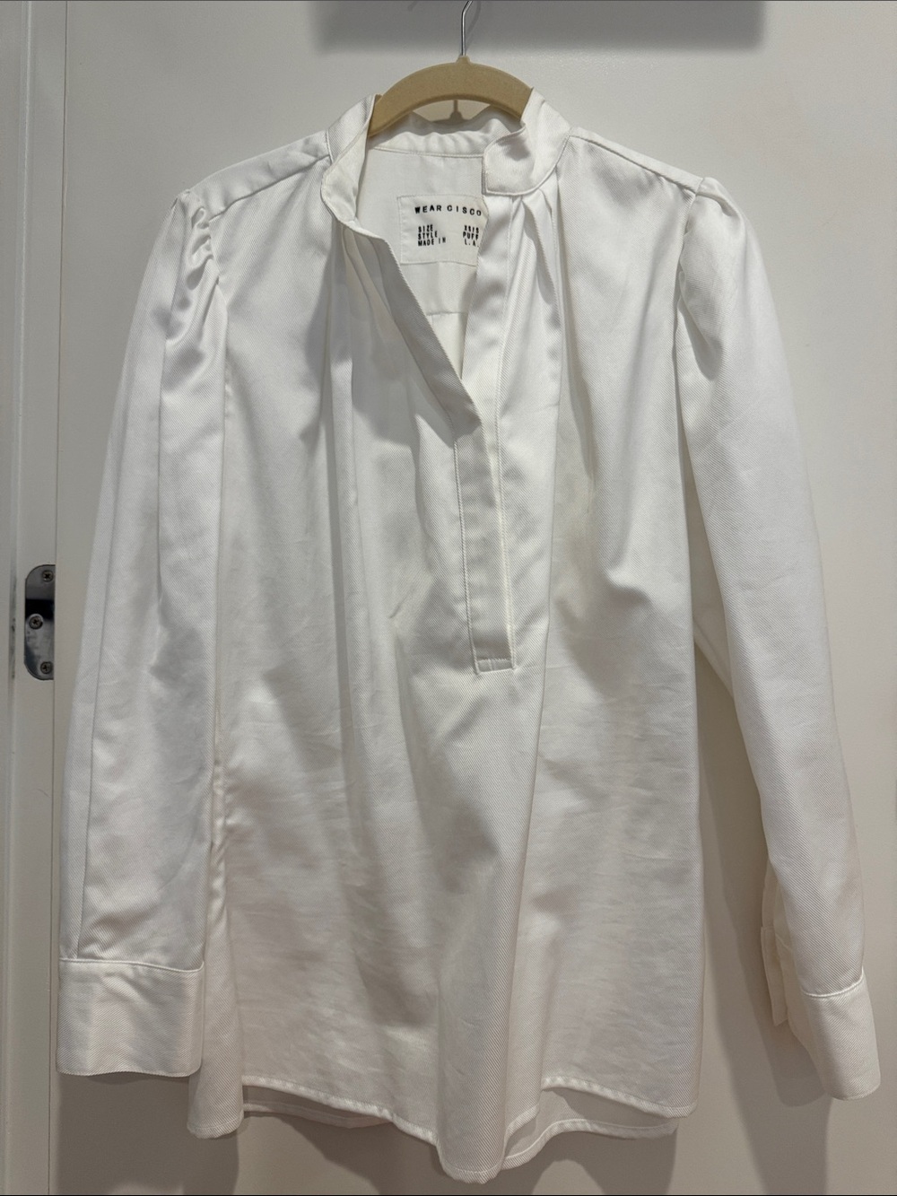White Long-Sleeve V-Neck Blouse